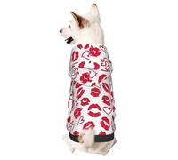 Sweat à Capuche Rouge Vif « Lèvres Roses » pour Petits Animaux de Compagnie, Pull-Over pour Chien, vêtements d'hiver pour Animaux de Compagnie, Taille XS