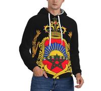 Sweat À Capuche Royaume du Maroc Emblème National Homme | Coupe Confortable Et Décontractée avec Poche Kangourou Classique.