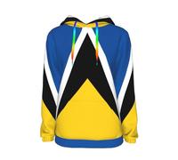 Sweat À Capuche Sainte-Lucie Drapeau pour Femmes Adultes Et Adolescents Sweatshirt pour Patriotes Hoodie Femmes Femme Pull À Capuche pour Usage Quotidien Activités De Loisirs du S Au XXL