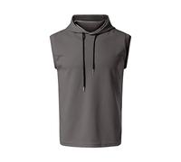 Sweat à Capuche sans Manches pour Homme à séchage Rapide, débardeur d'été pour entraînement Actif, Gym, Bodybuilding, Couleur Unie, Sweat à Capuche Gris pour Homme, XXL