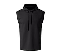 Sweat à Capuche sans Manches pour Homme à séchage Rapide, débardeur d'été pour entraînement Actif, Gym, Bodybuilding, Couleur Unie, Sweat à Capuche Noir pour Homme, L