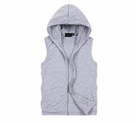 Sweat à Capuche sans Manches pour Homme avec Poches zippées en Coton molletonné, Sweat à Capuche Gris pour Homme, 5XL