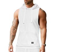 Sweat à Capuche sans Manches pour Homme Couleurs Unie Col en V Coupe régulière Maillot De Corps Vêtements pour Marcel pour Un Usage Sportif Quotidien Débardeur Henley pour Homme