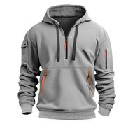 Sweat à capuche semi-zippé pour homme | Sweat à capuche à manches longues avec cordon de serrage | Haut de survêtement ample | Sweat à capuche pour entraînement, gym, sport, travail avec poche zippée,