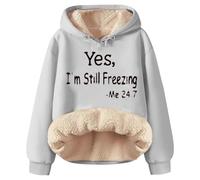Sweat à capuche Sherpa unisexe avec inscription humoristique - Sweat à capuche d'hiver doublé « Yes, I'm Still Freezing » - Pull douillet pour les bosses de gel, Style_g06 Gris, L