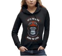 Sweat à capuche SINGE BIKERS - PIXEL EVOLUTION - Femme - Noir - Col capuche - Manches longues L