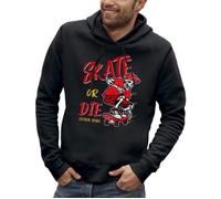 Sweat à capuche SKATE OR DIE 3 - Squelette sur un skateboard - PIXEL EVOLUTION - Homme XXL