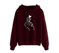 Sweat à capuche solide avec cordon de serrage pour femme - Coupe ample - Manches longues - Tendance - Western 2025 - Université Workou, bordeaux, L