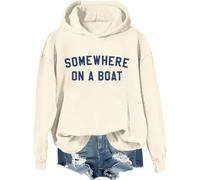 Sweat à capuche Somewhere On A Boat avec inscription « Im On A Boat », chemises imprimées amusantes pour femmes et hommes, Khika-1, M