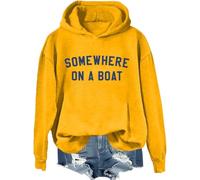 Sweat à capuche Somewhere On A Boat avec inscription « Im On A Boat », chemises imprimées amusantes pour femmes et hommes, Jaune-1., 3XL