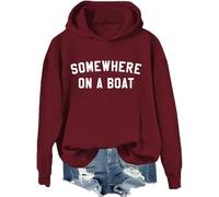 Sweat à capuche Somewhere On A Boat avec inscription « Im On A Boat », chemises imprimées amusantes pour femmes et hommes, Bordeaux-1, XL