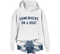 Sweat à capuche Somewhere On A Boat avec inscription « Im On A Boat », chemises imprimées amusantes pour femmes et hommes, Blanc-1, M