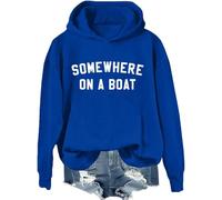 Sweat à capuche Somewhere On A Boat avec inscription « Im On A Boat », chemises imprimées amusantes pour femmes et hommes, Klein Blue-1, S