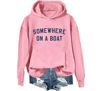 Sweat à capuche Somewhere On A Boat avec inscription « Im On A Boat », chemises imprimées amusantes pour femmes et hommes, Rose - 1, XL