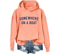 Sweat à capuche Somewhere On A Boat avec inscription « Im On A Boat », chemises imprimées amusantes pour femmes et hommes, Hami Orange-1, L