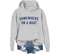 Sweat à capuche Somewhere On A Boat avec inscription « Im On A Boat », chemises imprimées amusantes pour femmes et hommes, Gris-1., XL