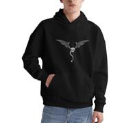 Sweat à capuche squelette chauve-souris dragon - Pull gothique foncé pour les fans de fantaisie, Noir , 3XL