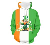 Sweat à capuche St Patrick pour homme Motif trèfle lépréchaun imprimé manches longues pour homme Pull tendance décontracté à capuche Vêtements de printemps, C-g, 4XL