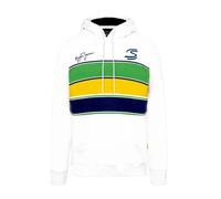 Sweat À Capuche Stripe Ayrton Senna F1 Pour Hommes Blanc