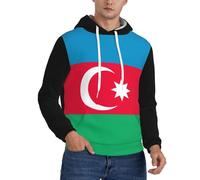 Sweat À Capuche Style Urbain Imprimé Azerbaïdjan Drapeau pour Hommes - Doté d'une Grande Poche Avant, Essentiel Streetwear avec Design Audacieux De L'Emblème National