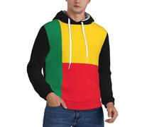 Sweat À Capuche Style Urbain Imprimé Bénin Drapeau pour Hommes - Doté d'une Grande Poche Avant, Essentiel Streetwear avec Design Audacieux De L'Emblème National