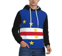 Sweat À Capuche Style Urbain Imprimé Îles du Cap-Vert Drapeau pour Hommes - Doté d'une Grande Poche Avant, Essentiel Streetwear avec Design Audacieux De L'Emblème National