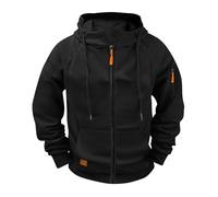 Sweat à capuche surdimensionné à manches longues pour homme avec fermeture éclair, Noir , 3XL