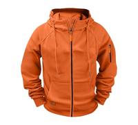 Sweat à capuche surdimensionné à manches longues pour homme avec fermeture éclair, Orange, S