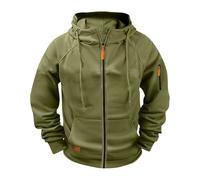 Sweat à capuche surdimensionné à manches longues pour homme avec fermeture éclair, Vert, 3XL