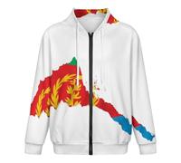Sweat À Capuche Surdimensionné À Manches Longues pour Homme Imprimé Drapeau De L'Érythrée Et De L'Afrique Veste Cardigan Zippée avec Poche Taille L