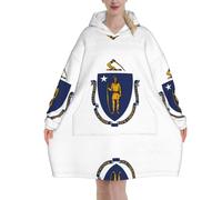 Sweat à capuche surdimensionné avec drapeau de l'État du Massachusetts pour femmes Royaume-Uni Couverture moelleuse Sherpa Femmes Couverture portable en polaire pour homme