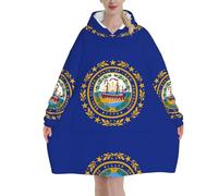 Sweat à capuche surdimensionné avec drapeau de l'État du New Hampshire pour femmes Royaume-Uni Couverture moelleuse Sherpa Femmes Couverture portable en polaire pour homme