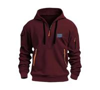 Sweat à capuche surdimensionné chaud et épais pour homme avec fermeture éclair 1/4 - Sweat à capuche personnalisé à manches longues avec plusieurs poches et cordon de serrage - Pull d'hiver avec