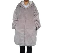 Sweat à capuche surdimensionné, couverture portable, poche profonde, manches confortables, fermeture éclair sur le devant, sweat-shirt polaire de luxe for l'hiver Pour Femme et Homme(Light Grey)