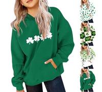 Sweat à capuche surdimensionné pour adolescente fille trèfle irlandais graphique St Patrick Lucky Irlande Paddy Pullover Tops filles manches longues à capuche trèfle vert décontracté vêtements de