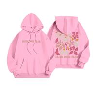Sweat à capuche surdimensionné pour femme avec imprimé lettres dans le dos - Haut à manches longues - Pull décontracté pour adolescente - Pour le sport, le fitness, l'extérieur, la mi-saison, Rose, M