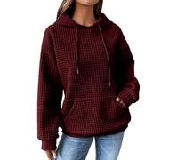 Sweat à capuche surdimensionné pour femme, gaufré, couleur unie, chaud, élégant, automne, hiver, décontracté, manches longues, tendance, basique, uni, mode automne 2026, vêtements, bordeaux, XL
