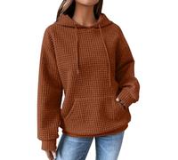 Sweat à capuche surdimensionné pour femme, gaufré, couleur unie, chaud, élégant, automne, hiver, décontracté, manches longues, tendance, basique, uni, mode automne 2026, vêtements, café, XL