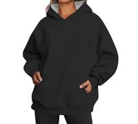 Sweat à capuche surdimensionné pour femme - Manches longues - En polaire - Avec capuche - Couleur unie - Basic - Pour adolescentes et filles - Streetwear - College - Avec poche, 47, M