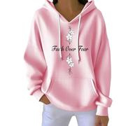 Sweat à capuche surdimensionné pour femme - Motif croix chrétienne - Jésus - Manches longues - Imprimé graphique - Automne et hiver - Doux et confortable - Décontracté - Uni - Basique - Chaud - Avec