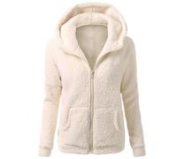 Sweat à capuche surdimensionné pour femme - T-shirt à manches longues - En coton - Imprimé arrière - Décontracté - Avec capuche - Automne - Hiver - Coupe ample - Veste de course confortable, beige, S