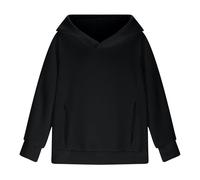 Sweat à capuche surdimensionné pour filles - Sweat à capuche uni pour enfants - Joli sweat à capuche tendance avec poche - Manches longues - Coton doux (noir, 13-14 ans)
