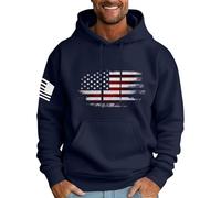 Sweat à capuche surdimensionné pour homme avec imprimé graphique - Automne et hiver - Pull à capuche en polaire à manches longues - Sweat-shirt rétro de sport simple - Sweat tendance avec poches, bleu