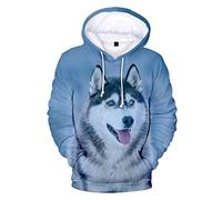Sweat à capuche surdimensionné pour homme et femme Motif chien Husky 3D, Pc-1126a4, M
