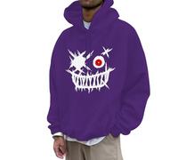 Sweat à capuche surdimensionné pour homme - Imprimé tendance - Vintage - Avec cordon de serrage et poches - T-shirt à manches longues - Loisirs - Sport - Y2k Hip Hop Streetwear, O violet, S