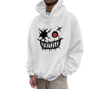 Sweat à capuche surdimensionné pour homme - Imprimé tendance - Vintage - Avec cordon de serrage et poches - T-shirt à manches longues - Loisirs - Sport - Y2k Hip Hop Streetwear, O blanc., S