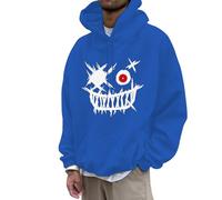 Sweat à capuche surdimensionné pour homme - Imprimé tendance - Vintage - Avec cordon de serrage et poches - T-shirt à manches longues - Loisirs - Sport - Y2k Hip Hop Streetwear, O bleu., S