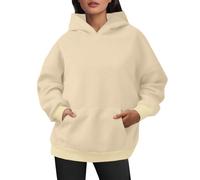 Sweat à capuche surdimensionné uni pour femme - Grande taille - Tendance avec poches - Manches longues - Confortable - Goth Preppy 2025 - Anime Cartoon Automne - Mignon Y2K, jaune, XL