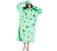 Sweat à Capuche Surdimensionnée Pull Plaid Avocat Couverture Pull Polaire Plaid a Capuche Adulte Douce et Confortable Pull Capuche avec Poche, Manches TV Plaid Adapté Femme Homme (Taille unique,Vert)