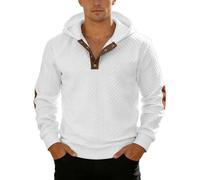Sweat a Capuche, Sweat à Capuche uni à Demi-Zip avec Patte de Boutonnage, Doux et Chaud, doublé Polaire, idéal pour l'automne et l'hiver.